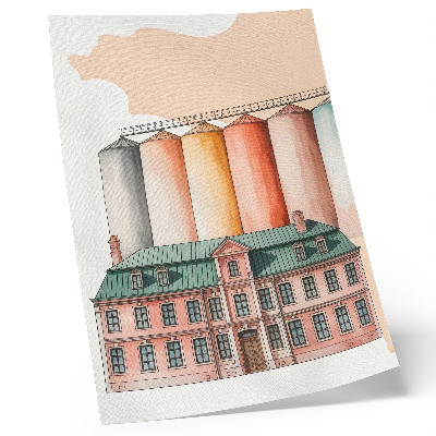 Dekorativ väggaffisch Klassisk byggnad och färgglada silos