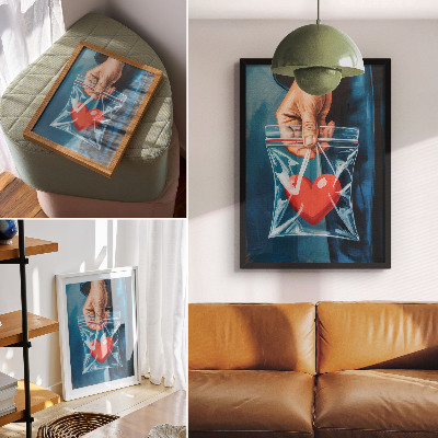 Affisch Starka kontraster av rött och blått, modern stil