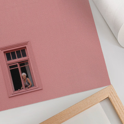Hållbar väggposter Rosa vägg med en fönsterfigur