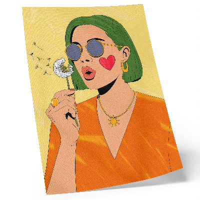 Hållbar väggposter Popkonstillustration med grönt hår