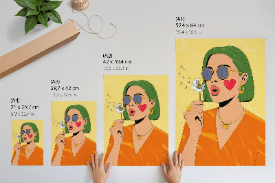 Hållbar väggposter Popkonstillustration med grönt hår