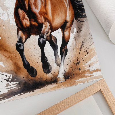Poster Hästar i rörelse med beige bakgrundsfläckar