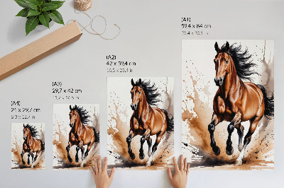 Poster Hästar i rörelse med beige bakgrundsfläckar