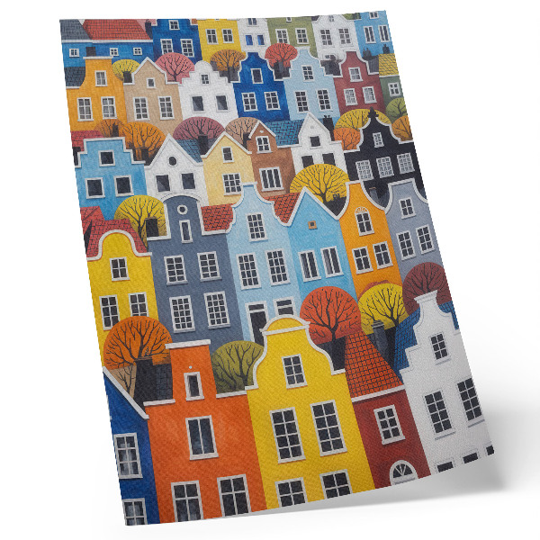 Poster Färgglada hyreshus i olika former och färger i harmoni