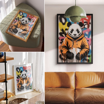 Affisch Panda i graffititröja, streetstyle