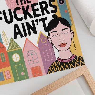 Hållbar väggposter Färgglada geometriska hus möter slutna ögon