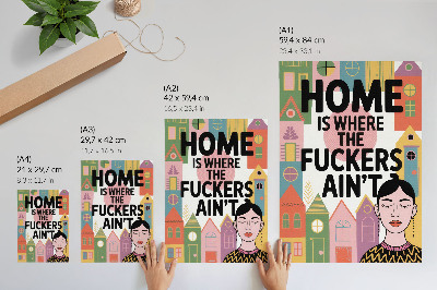 Hållbar väggposter Färgglada geometriska hus möter slutna ögon