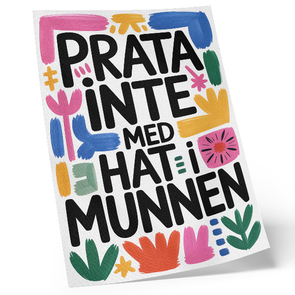 Poster Svarta bokstäver färgglada penseldrag modern stil
