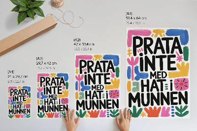 Poster Svarta bokstäver färgglada penseldrag modern stil