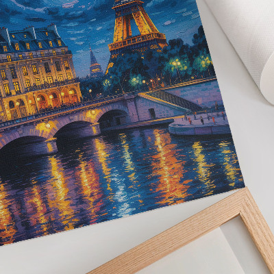 Hållbar väggposter Paris på natten, fullmåne, Eiffeltornet