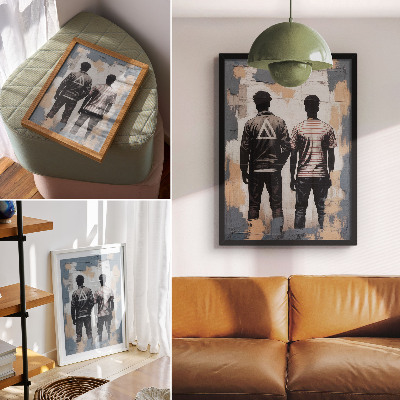 Dekorativ väggaffisch Två ungdomar i modern stil