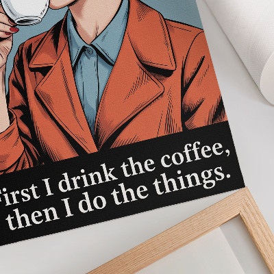 Affisch Retro kvinna med motiverande bokstäver för kaffe