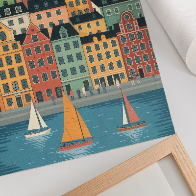 Hållbar väggposter Hyreshus, ballonger, segelbåtar, färgglad atmosfär