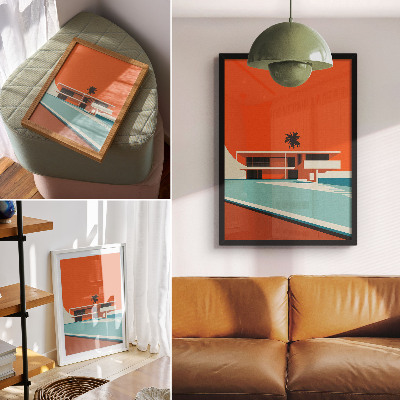 Dekorativ väggaffisch Villa Orange Sky Minimalistisk Komposition