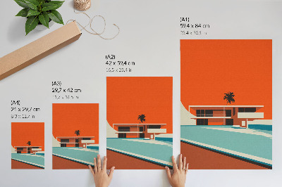 Dekorativ väggaffisch Villa Orange Sky Minimalistisk Komposition