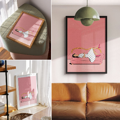 Affisch Lugn avkopplingsscen kvinna rosa soffa