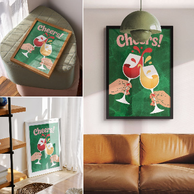 Hållbar väggposter Färgglada glasögon grön bakgrund dynamisk stil