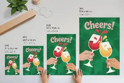 Hållbar väggposter med färgglada glasögon och grön bakgrund i dynamisk stil