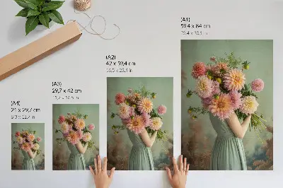 Poster med motiv av pastellblommor i en naturnära boho-stil