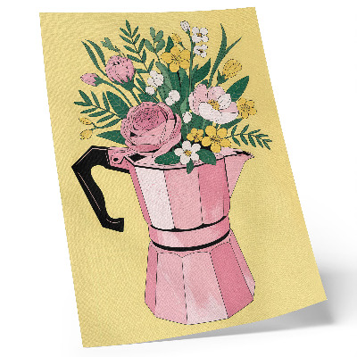 Hållbar väggposter Modern illustration med en rosa kaffekanna