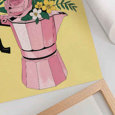 Hållbar väggposter Modern illustration med en rosa kaffekanna