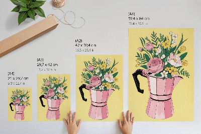 Hållbar väggposter Modern illustration med en rosa kaffekanna