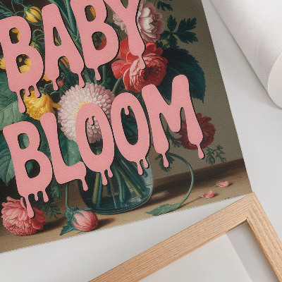 Dekorativ väggaffisch Blommor med rosa inskription positiv energi