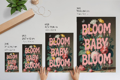 Dekorativ väggaffisch Blommor med rosa inskription positiv energi