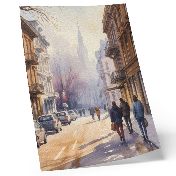 Poster Stadsgata vinterträd lugn atmosfär