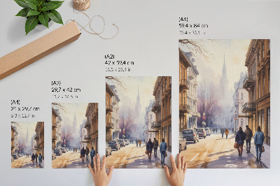 Poster Stadsgata vinterträd lugn atmosfär