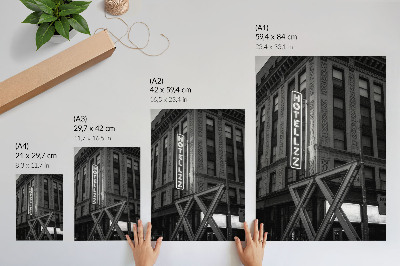 Hållbar väggposter Svartvit arkitektur med neonljus på hotell