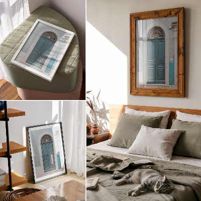 Poster Blå dörr med vita arkitektoniska element