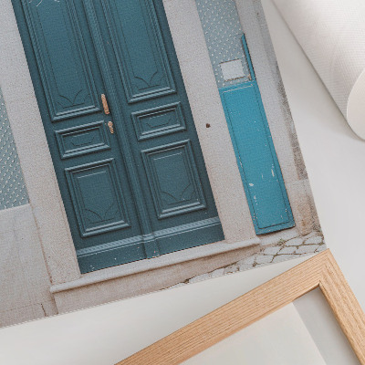Poster Blå dörr med vita arkitektoniska element