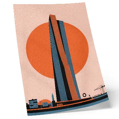 Poster skyskrapa mot en cirkel i minimalistisk kontrast