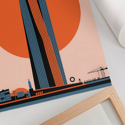 Poster Skyskrapa mot bakgrund av en cirkel, minimalism, kontrast