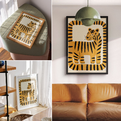 Poster Tiger i grafisk stil med intensiva färger