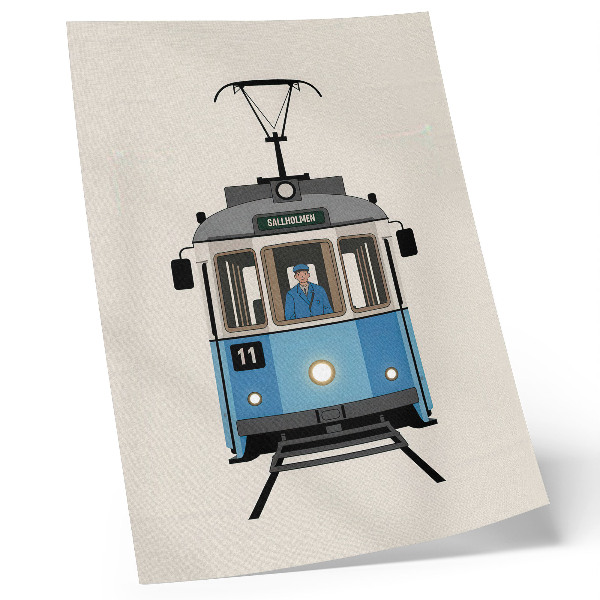 Hållbar väggposter Retro spårvagn i minimalistisk stil