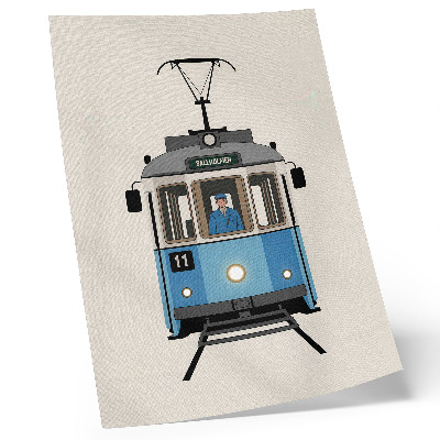 Hållbar väggposter Retro spårvagn i minimalistisk stil