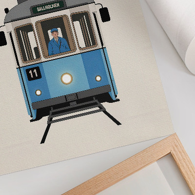Hållbar väggposter Retro spårvagn i minimalistisk stil