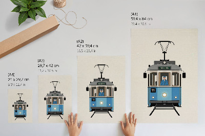 Hållbar väggposter Retro spårvagn i minimalistisk stil