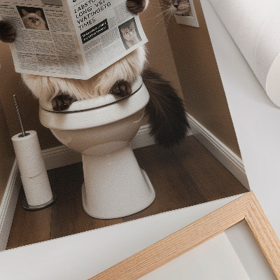 Poster Katt med tidningsbeige vägghumor och värme