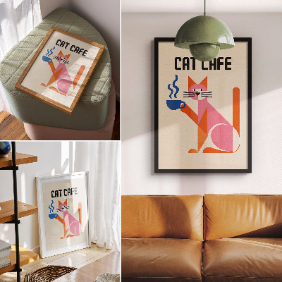 Hållbar väggposter Kreativt retro kaffekattmotiv