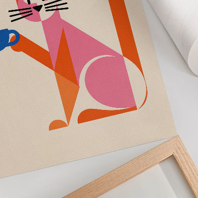 Hållbar väggposter Kreativt retro kaffekattmotiv