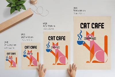 Hållbar väggposter Kreativt retro kaffekattmotiv