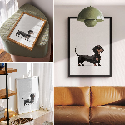 Affisch Svartvitt motiv med en teckning av en hund