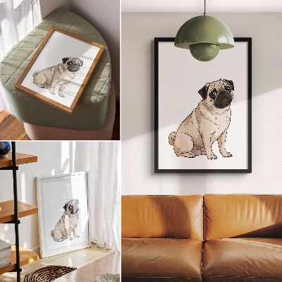 Hållbar väggposter Porträtt av en hund, illustrativ stil, fina färger