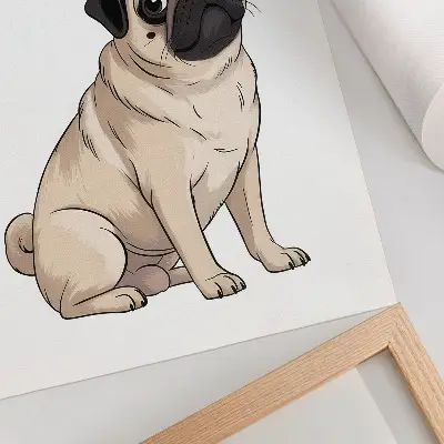 Hållbar väggposter porträtt av en hund i illustrativ stil med fina färger