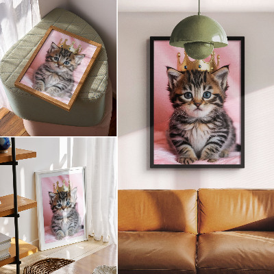 Poster Kattungekrona rosa blå ögon dekoration