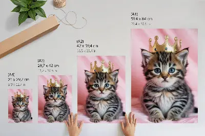 Poster kattunge med krona och blå ögon