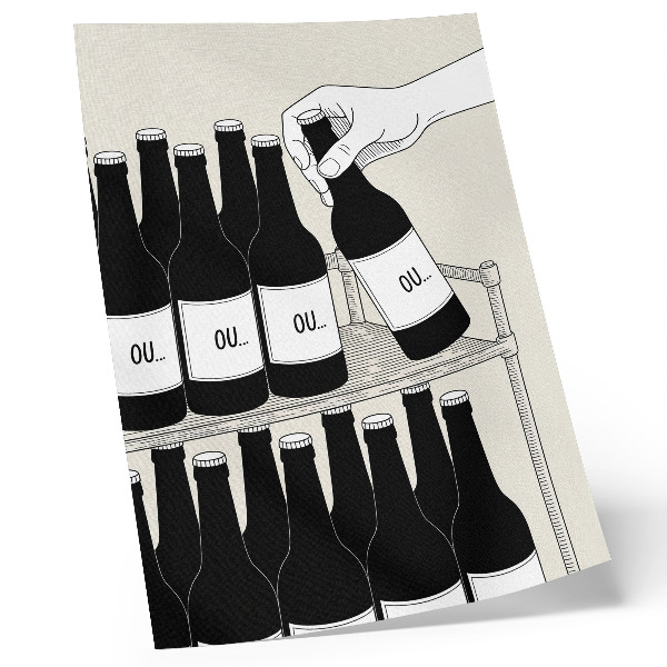 Hållbar väggposter Svartvit hand med en minimalistisk illustration av en flaska